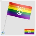 Флажок Радужный флаг PEACE с пацификом Флажок Радужный флаг PEACE с пацификом