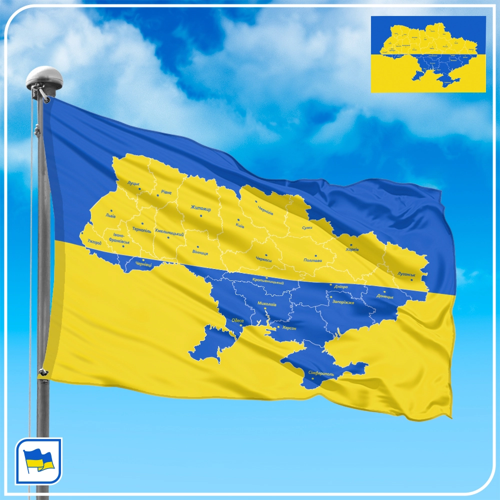Флаг Украины с картой Украины