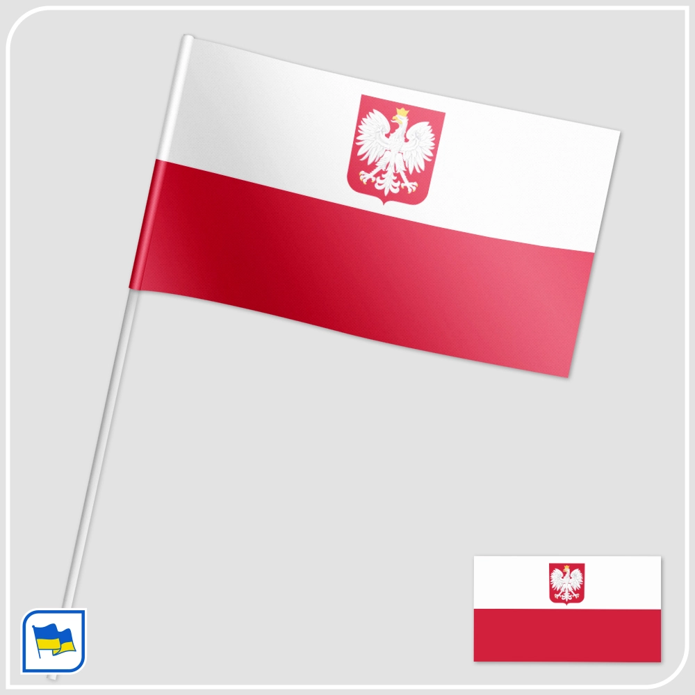 Флажок Польши с гербом Флажок Польши с гербом